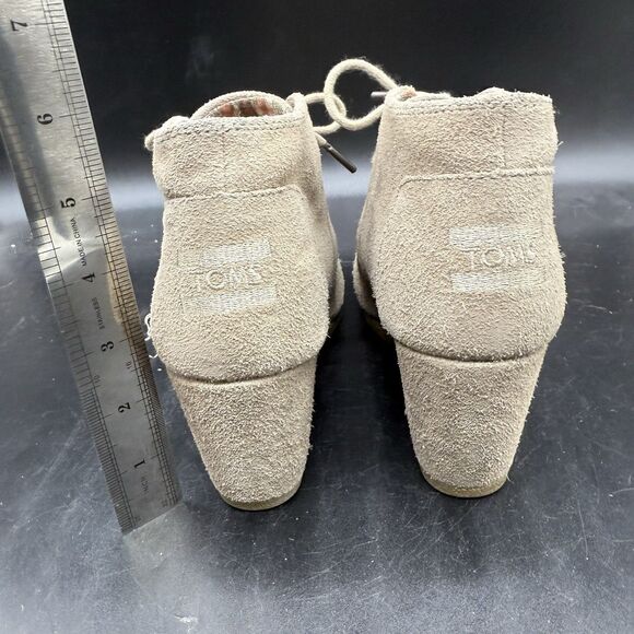 Toms Bootie Womens Size 7 Suede Taupe Wedge Heels Shoes - Picture 4 of 7